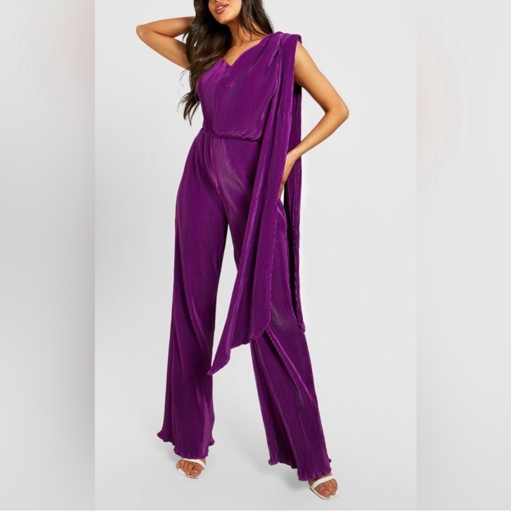 Women's One-Shoulder Purple Jumpsuit